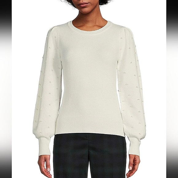 ALEX Marie | Pearl Embellished Puff Sleeve Sweater - Picture 2 of 6